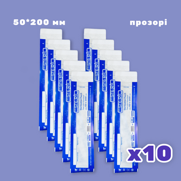 Kraft bags 50*200 mm (combined) set of 10 packs, Transparent